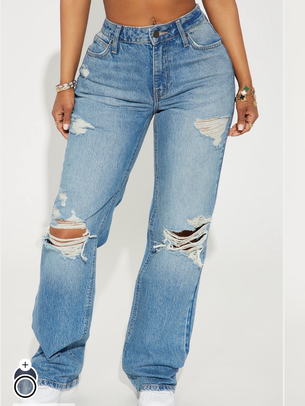 Fashion Nova Light Blue Distressed Straight Leg Jeans